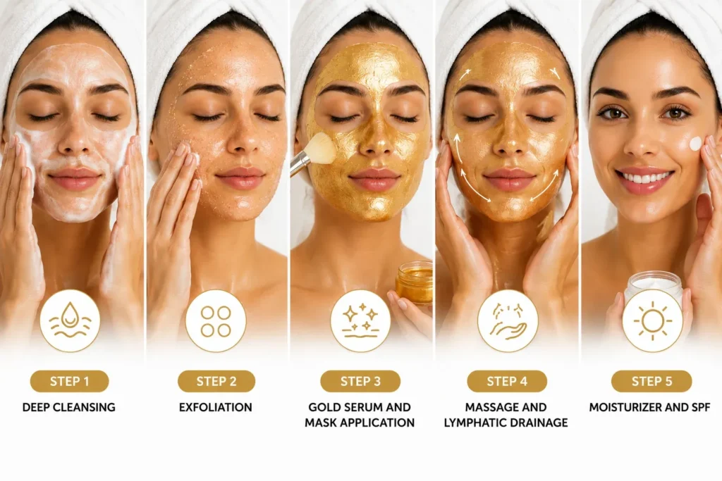 24K gold facial steps