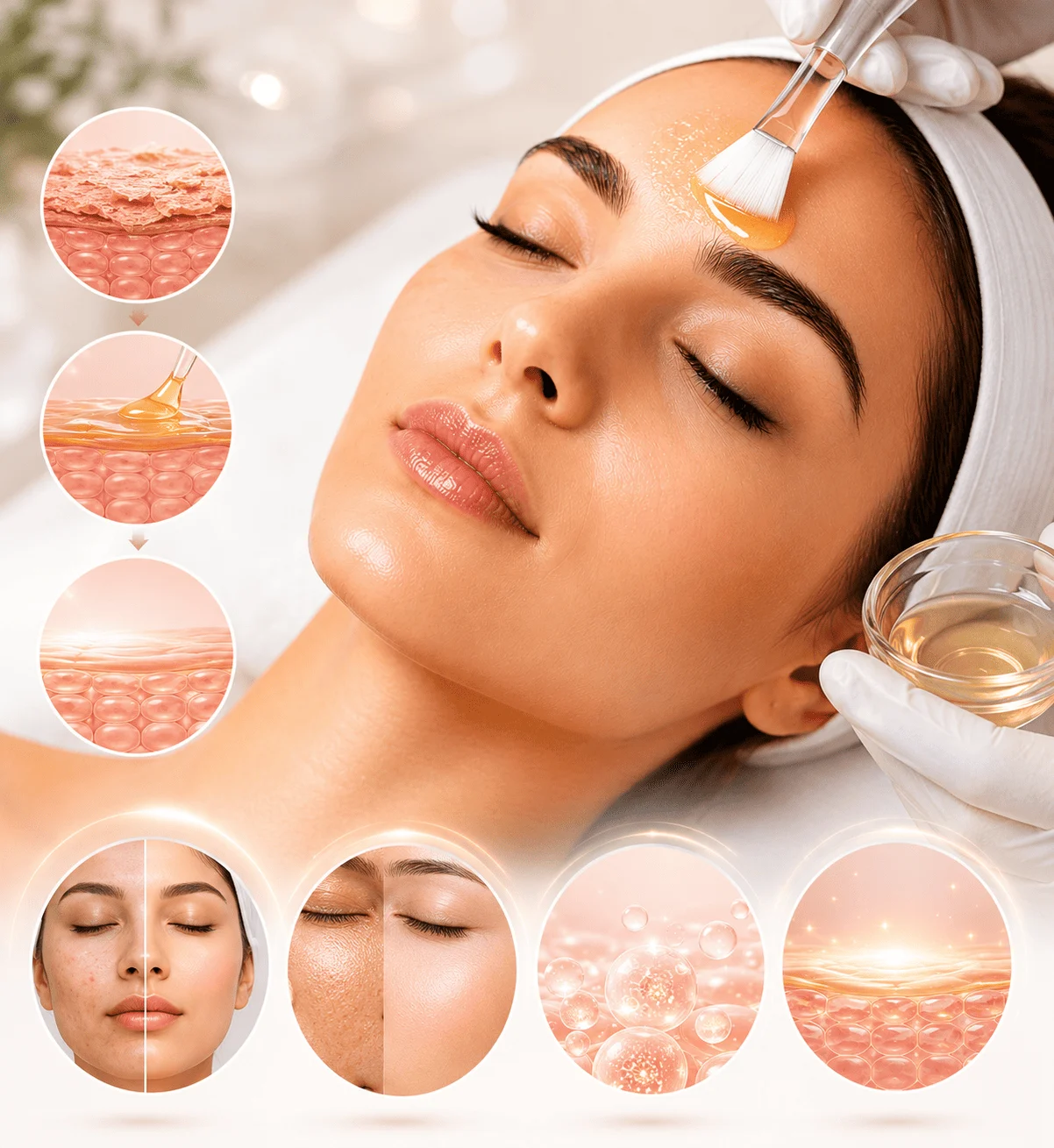 Chemical peel treatment in NYC showing facial exfoliation, skin renewal process, and smoother, brighter skin results.